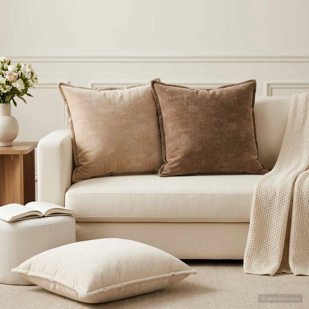 Federa 2 pz HOUTEN Marrone 60 x 60 cm Tessuto Chenille 920769