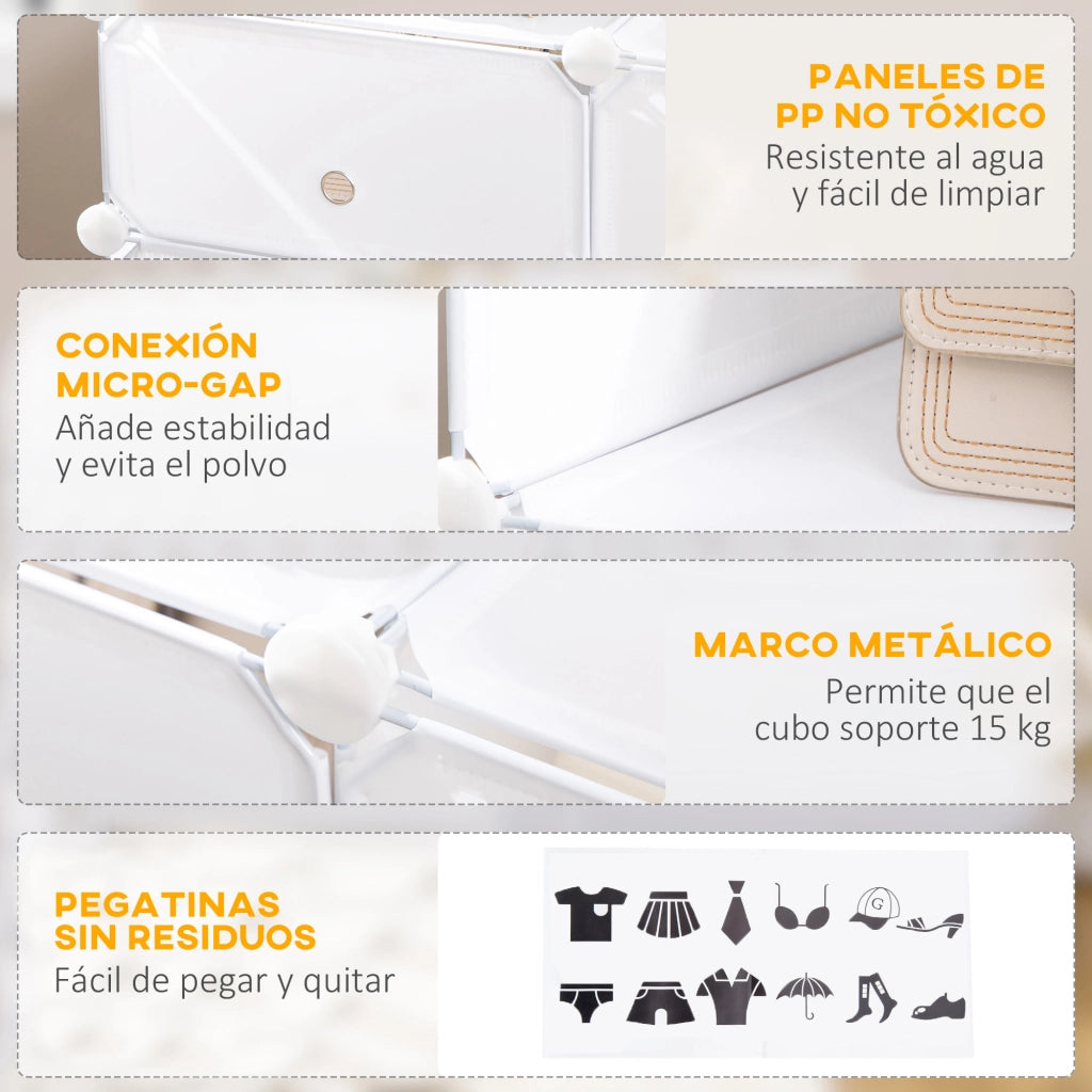 Armadio modulare in plastica con ante ¨C Xylo ¨C 6 cubi bianco