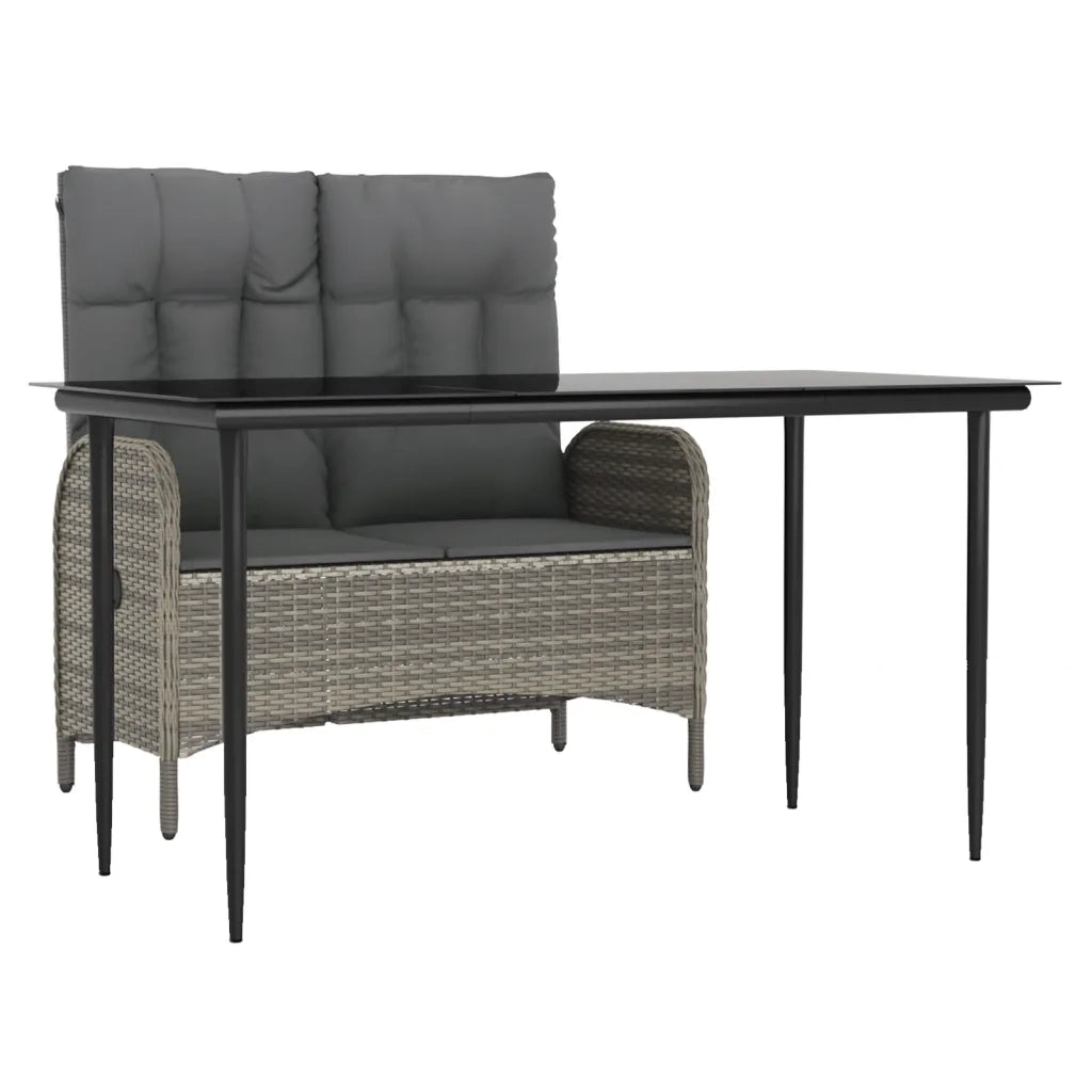 Set da Pranzo da Giardino 2 pz con Cuscini in Polyrattan Grigio 3203501
