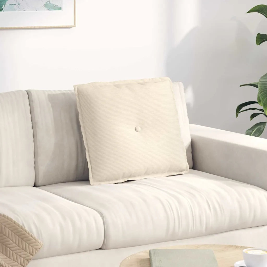 Cuscino per Schiena | Cuscino dorsale Crema 50 x 45 cm Tessuto in Cords