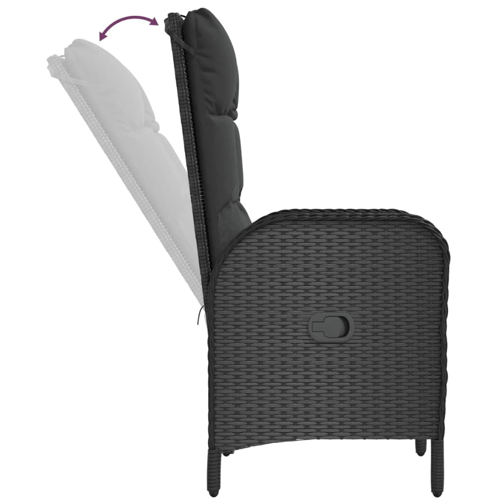 Set da pranzo da giardino da 9 pezzi e cuscini resina intrecciata nera 02_0014836