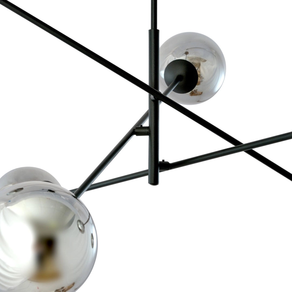 Lampadario Emibig Linear 6xE14 nero/cromo 102cm dimmerabile
