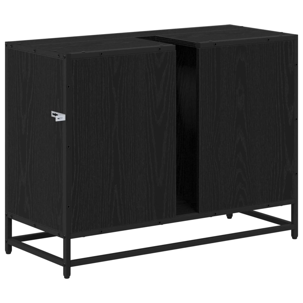 Mobile da Bagno | Armadio da bagno Rovere Nero 80 x 33 x 60 cm Legno multistrato