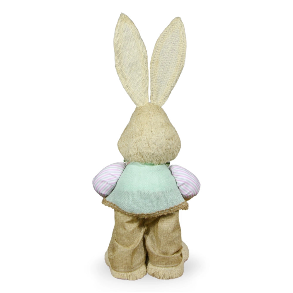 Coniglio di Campagna Decorativo Pasquale con Camicia e Carota h 65 cm