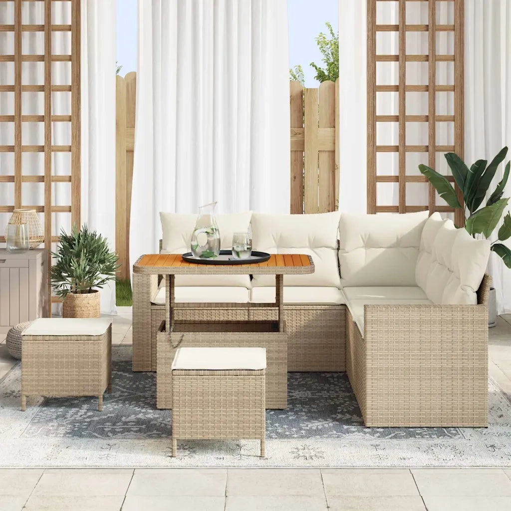 Set Divano da Giardino 8 pcs Beige polyrattan 3361616