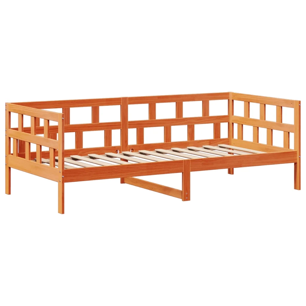 Letto singolo | Letto per adulti | Dormeuse con Tetto Marrone Cera 80x200 cm Legno Massello Pino