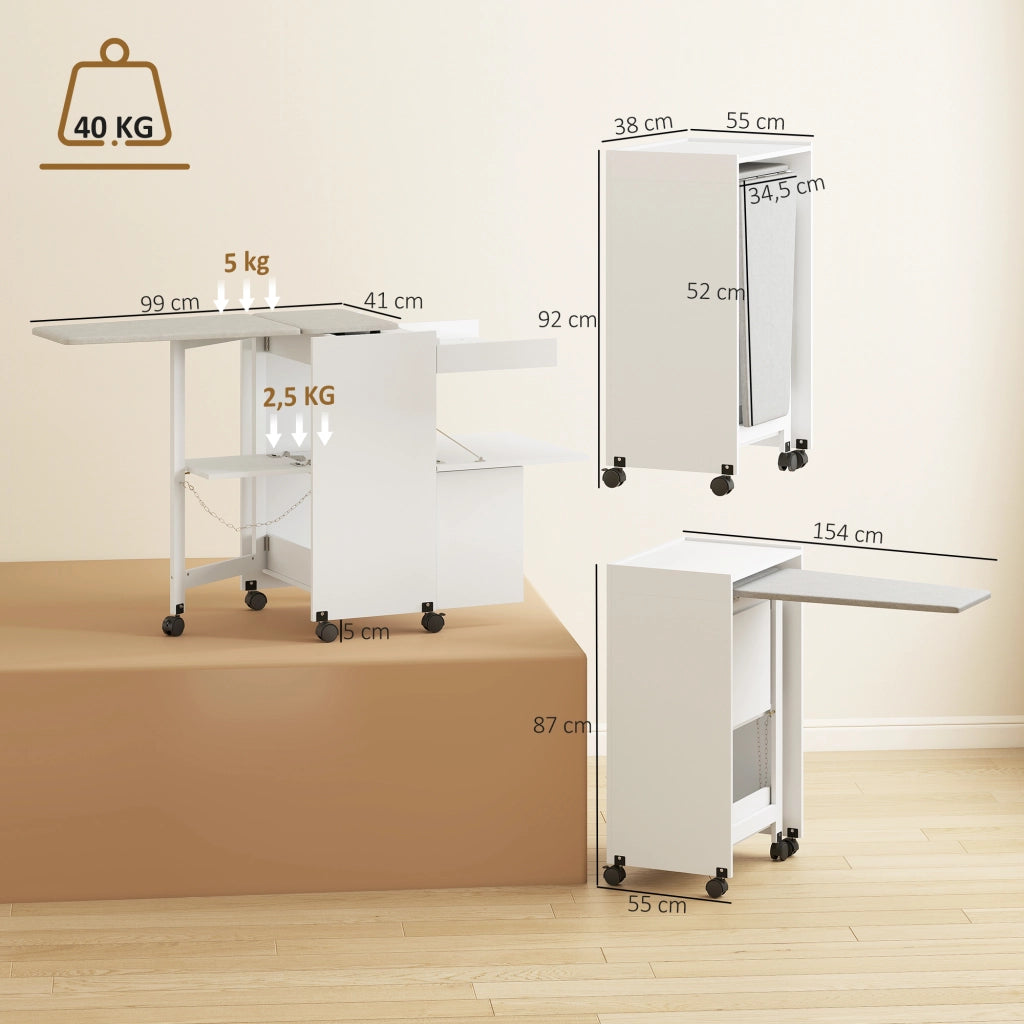 Tavolo da stiro pieghevole con ruote ¨C Minimal ¨C bianco
