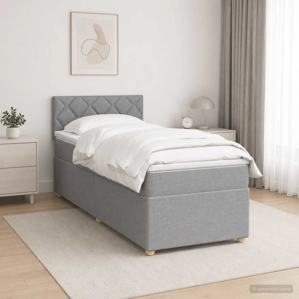 Letto box spring con materasso Grigio Chiaro 90 x 190 cm 3451053