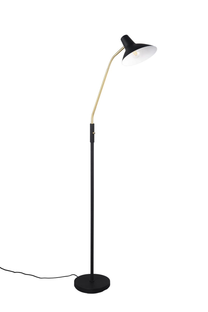 Lampada da terra nera ottone braccio flessibile 145cm E27