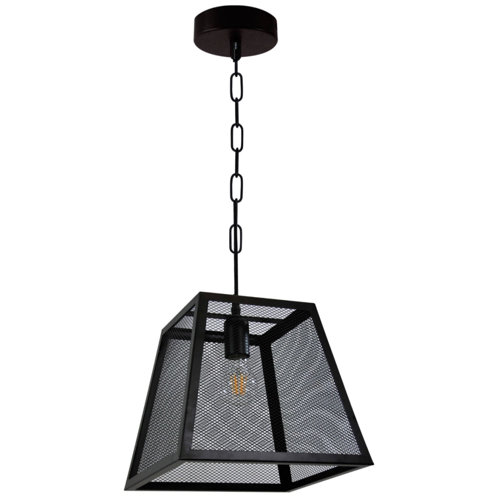 Lampada a sospensione Madera nera metallo E27 29cm Polux