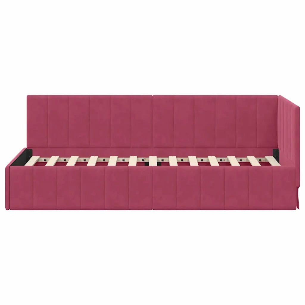 Letto singolo | Letto per adulti | Cornice del letto ad angolo Rosso Vino 80 cm x 200 cm Velluto
