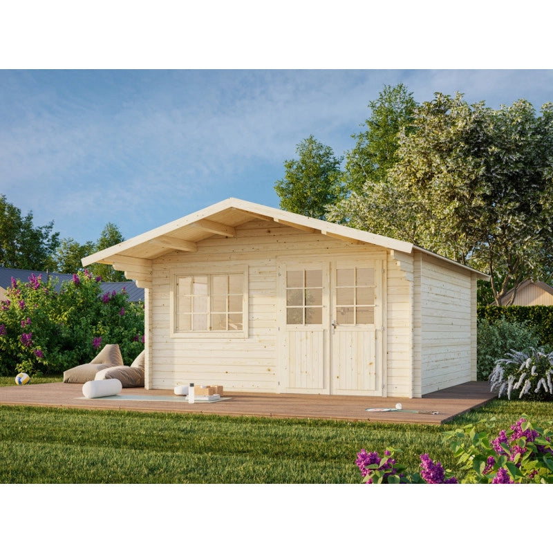 Casetta da giardino in legno 446x446 cm spessore 40 mm con porta doppia e finestra 17,5 m² - Esterni da Vivere