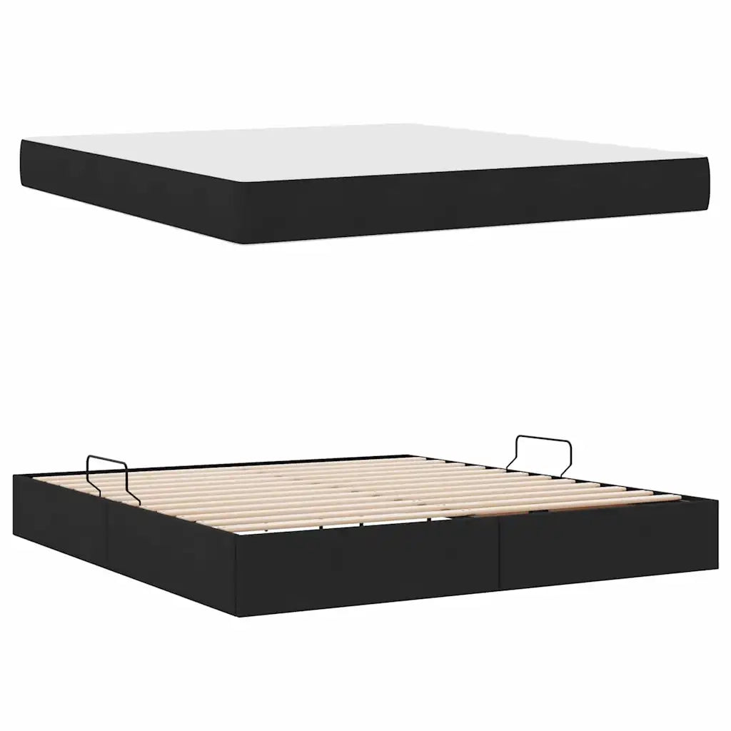 Letto con contenitore e materasso Nero 180 x 200 cm Poliestere 3399678