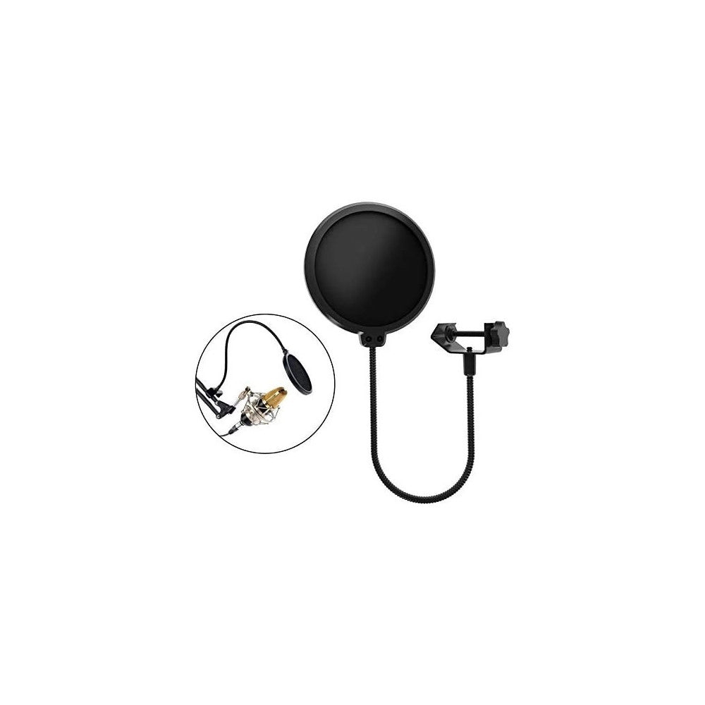 Trade Shop - Filtro Pop Per Microfono Q-a193 Pop Sheild Con Clip Di Supporto Base Flessibile -