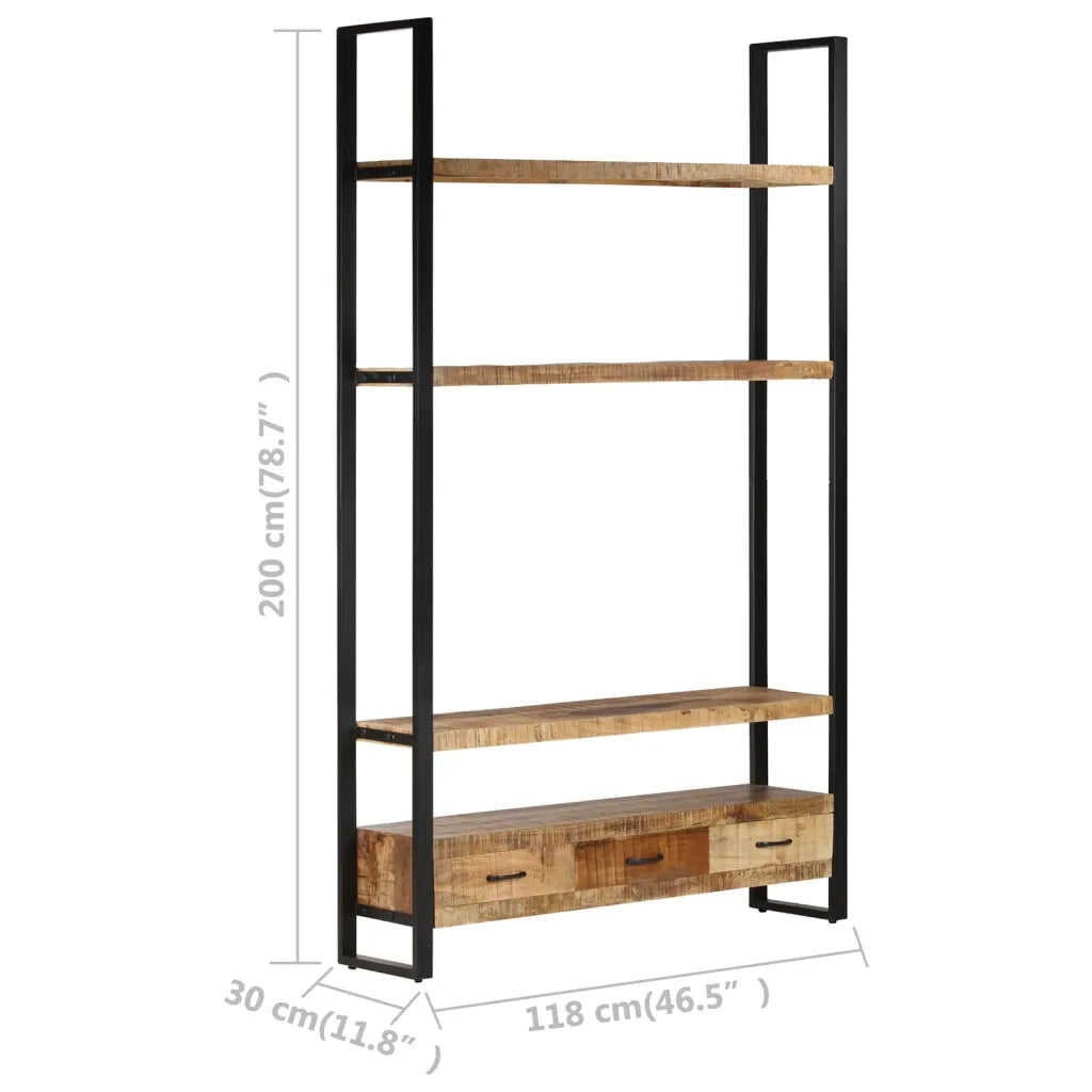 Libreria 118x30x200 cm in Legno Massello di Mango Grezzo 321052