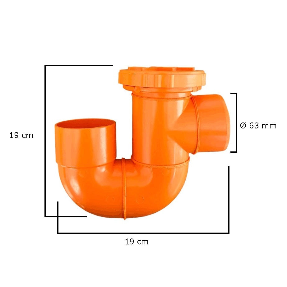 Sifone verticale aperto in pvc : Diametro - 63