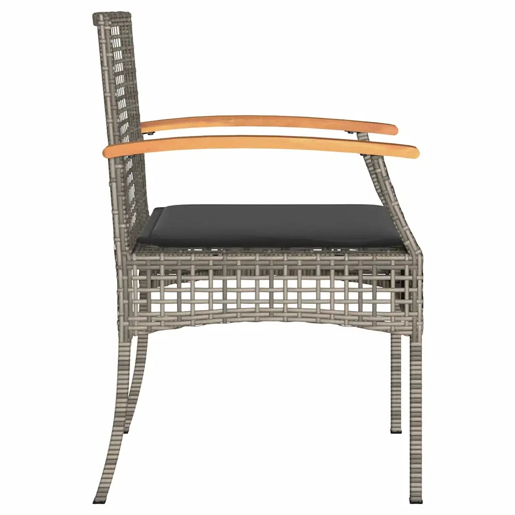 Sedie da Giardino con Cuscini 2pz Grigie in Polyrattan e Acacia 366248
