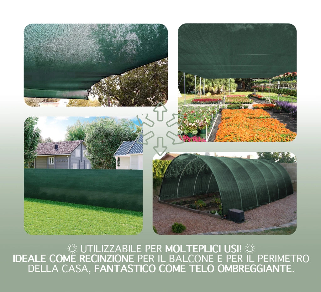 Rete Ombreggiante Metri Frangivista Telo Privacy Frangivento Verde Recinzione Frangisole Copertura Estero Ombra Terrazzi Giardini Verde - 2X10 MT