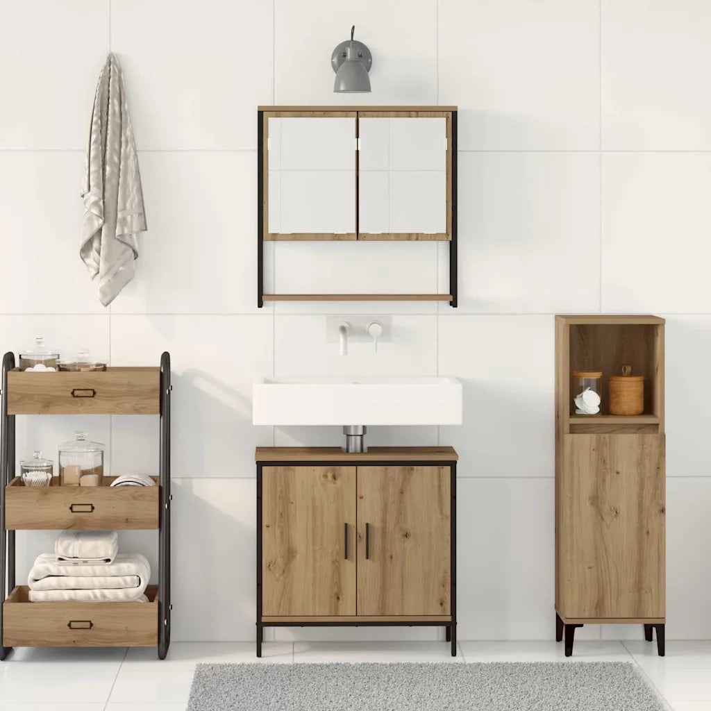 Set di mobili per il bagno 2 pcs Marrone Legno multistrato 3334323