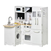 CUCINA GIOCATTOLO PER BAMBINI 3-6 ANNI IN LEGNO CON SUONI E 14 ACCESSORI BIANCA