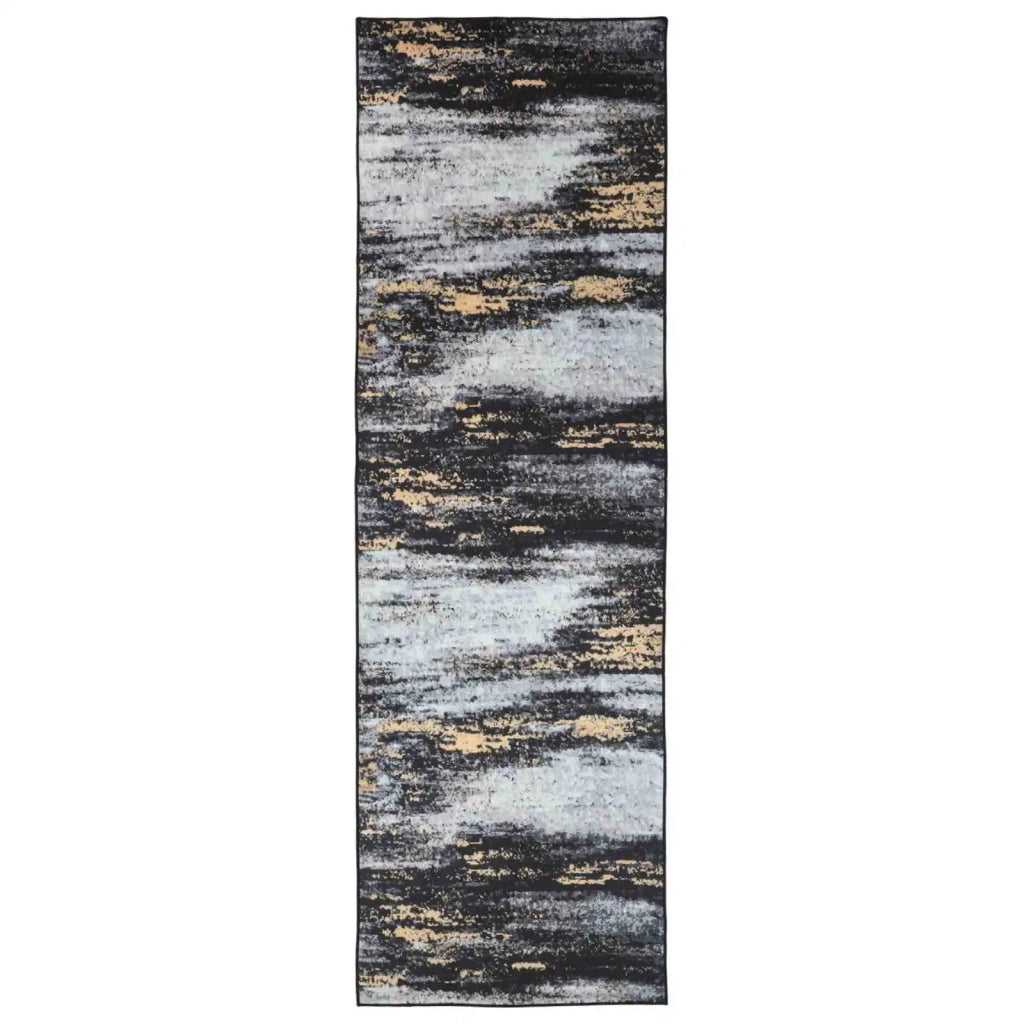 Runner Tappeto LESAKA Nero e Oro 80 x 450 cm Velluto diamante 42045302