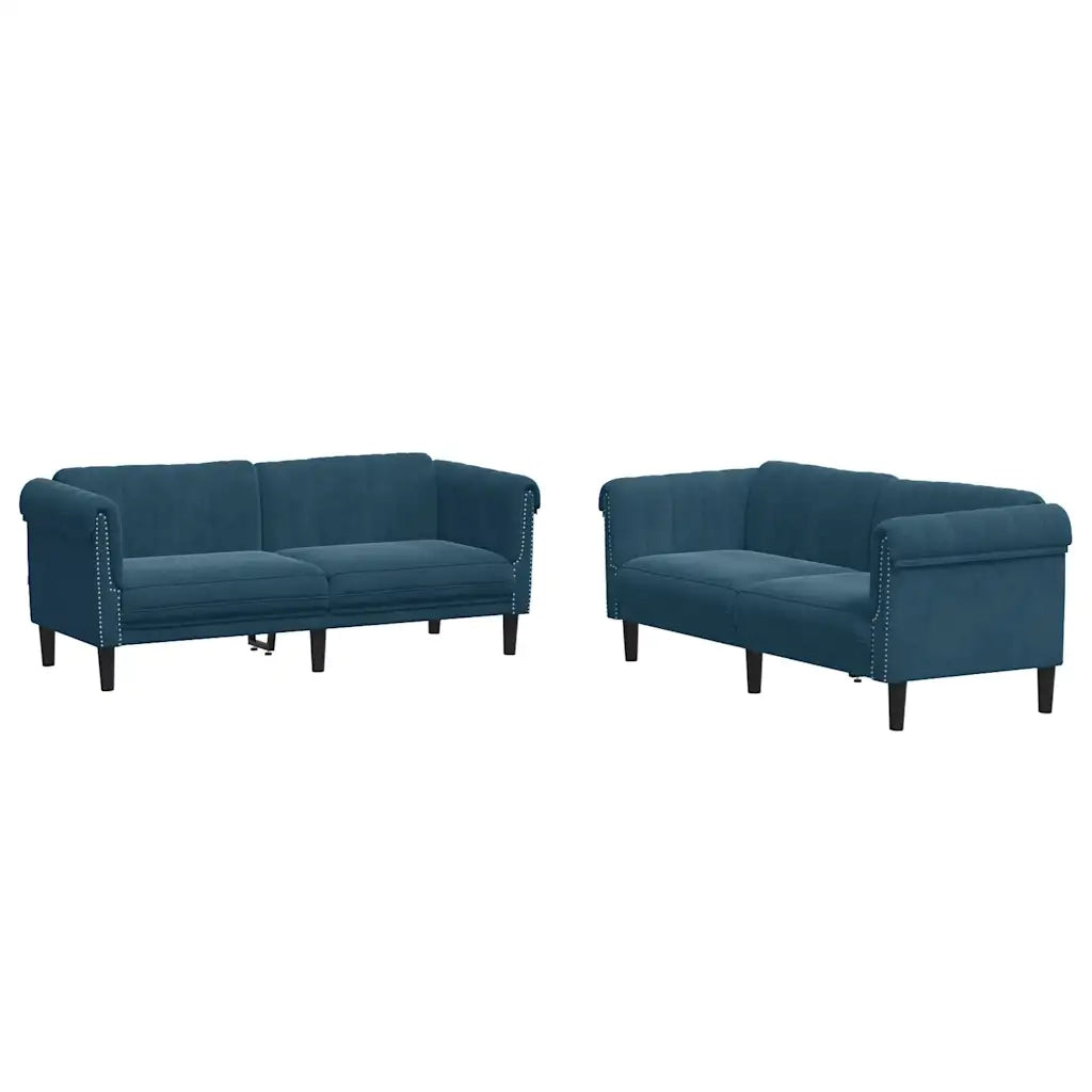 Set di Divani 2 pz Blu in Velluto