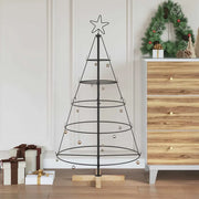 Albero a Cono di Natale con supporto Nero 126 cm Acciaio 42019159