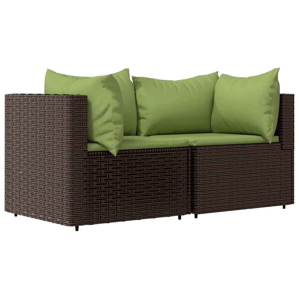 Divani Angolari da Giardino con Cuscini 2pz Polyrattan Marrone 319826