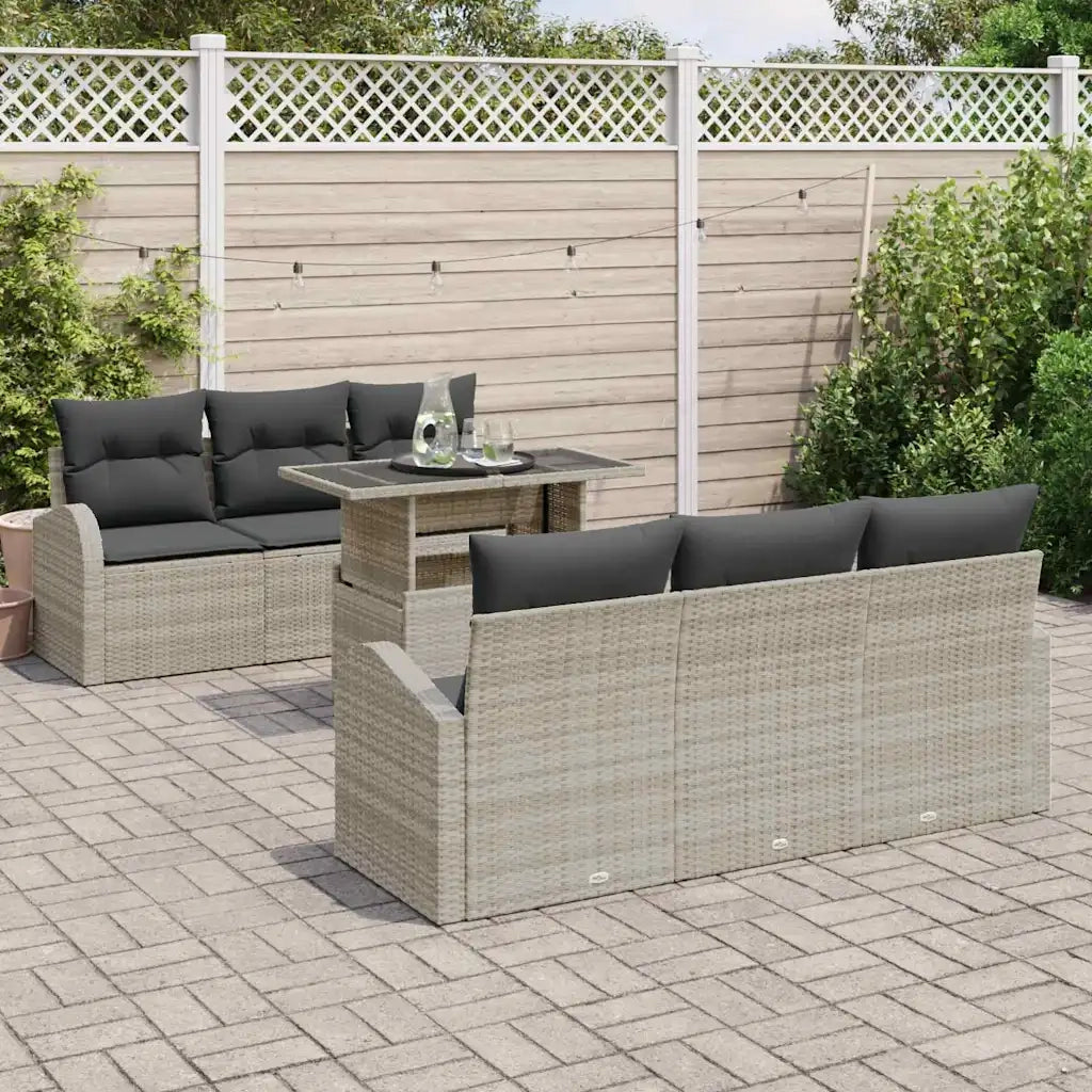Set Divano da Giardino 7 pcs Grigio chiaro Poly Rattan 3348568