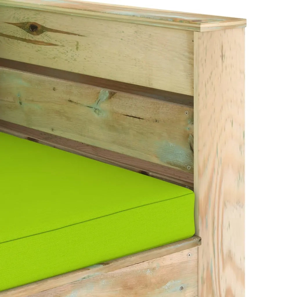 Set Divani da Giardino con Cuscini 2 pz Legno Impregnato Verde 3074542