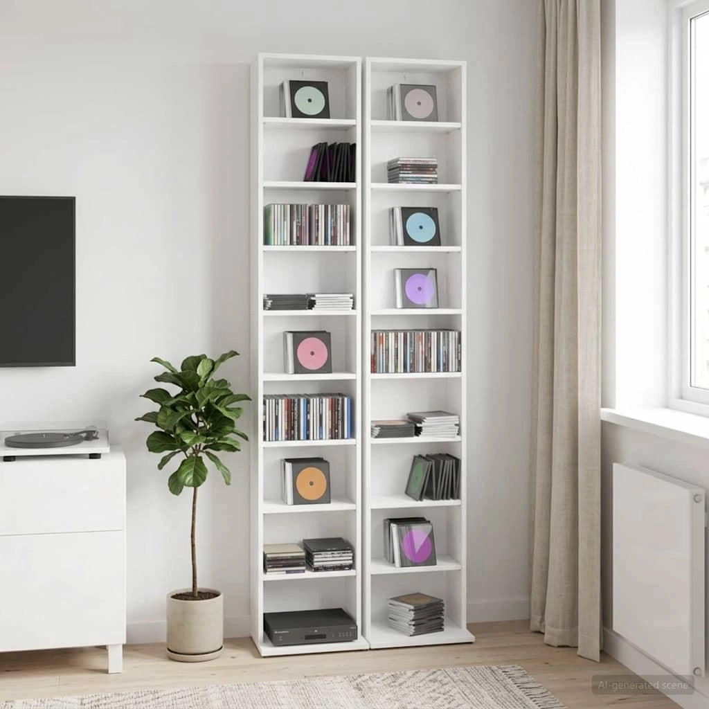 Mobile per CD 2 pz Bianco 33 x 23,5 x 175 cm 8012643