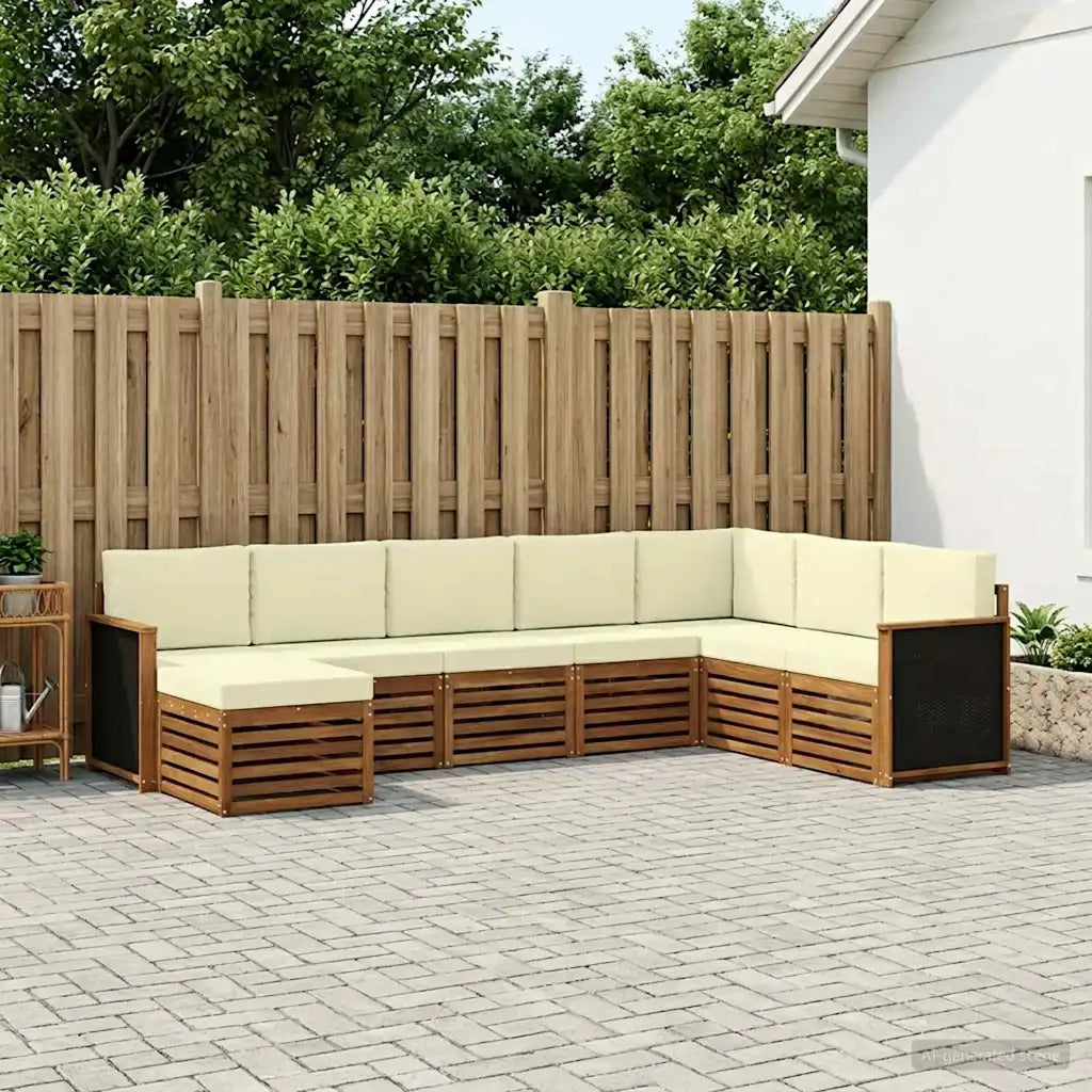 Set di divani da esterno con cuscino 6 pcs Naturale e Crema 3384701