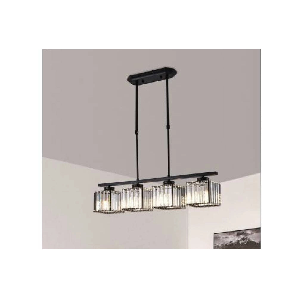Trade Shop - Lampadario Da Soffitto E27 Sospensione 4 Cubi Design Moderno Metallo Nero A32-4 -