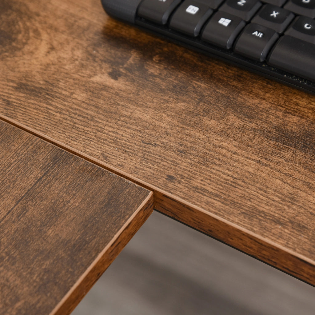 Scrivania Angolare Industriale con Ripiano Laterale ¨C Minimal ¨C Legno e Metallo Nero 150x120x75cm