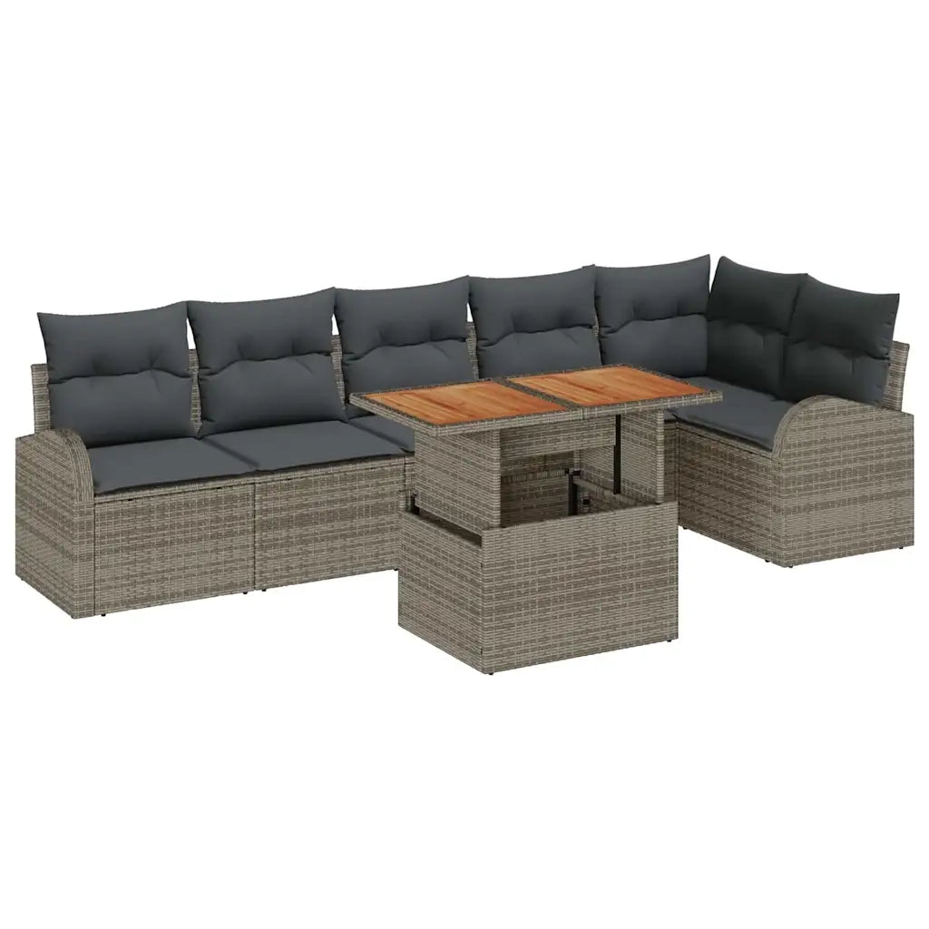 Set Divano da Giardino con cuscino 7 pcs Grigio 3349593