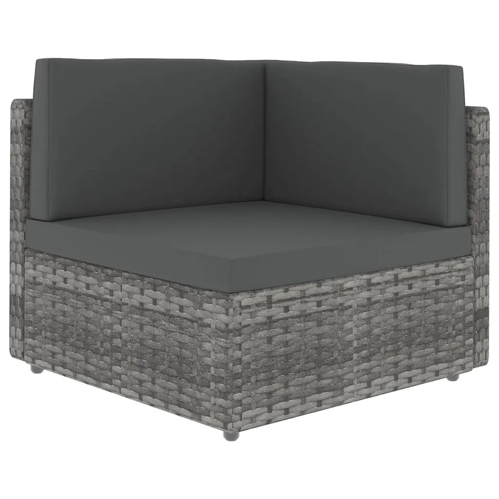Set Divani da Giardino 14 pz con Cuscini in Polyrattan Grigio 3067188