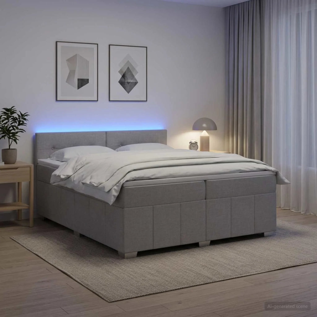 Letto box spring con materasso Grigio Chiaro 200 x 200 cm 3452754