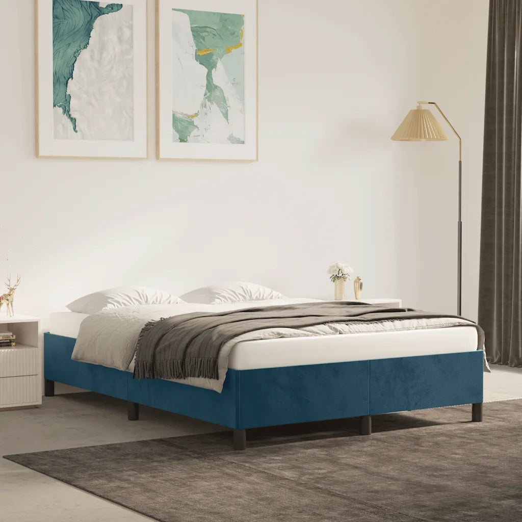 Giroletto senza Materasso Blu Scuro 140x190 cm in Velluto 347322