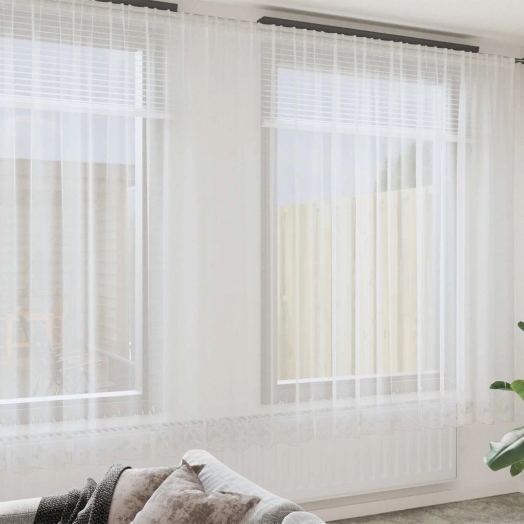 Tenda in Pizzo con tende Bianco 280 x 600 cm Poliestere 4107941