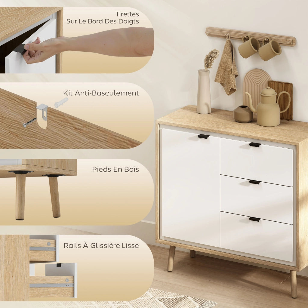 Armadio da cucina con ante e cassetti ¨C Minimal ¨C Bianco 80x35x77