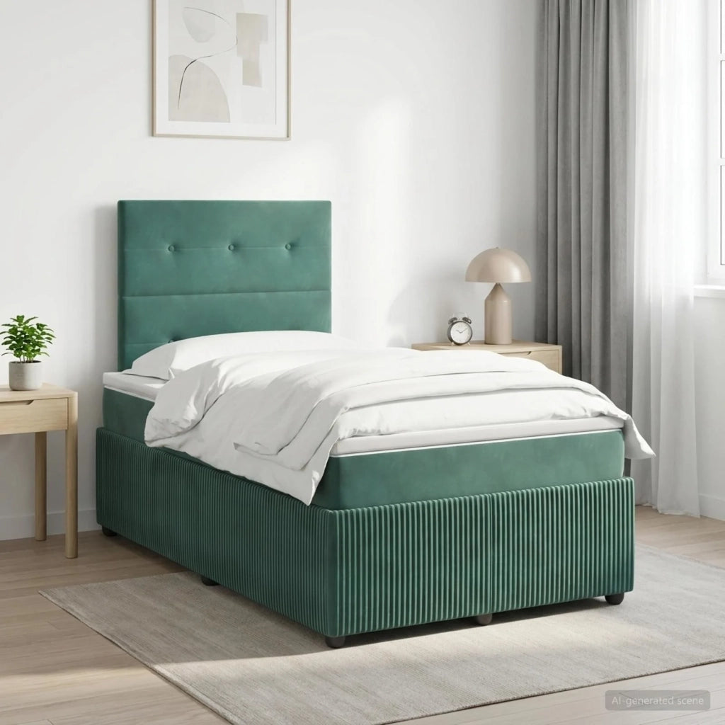 Letto box spring con materasso Verde Scuro 120 x 190 cm Velluto 3454568
