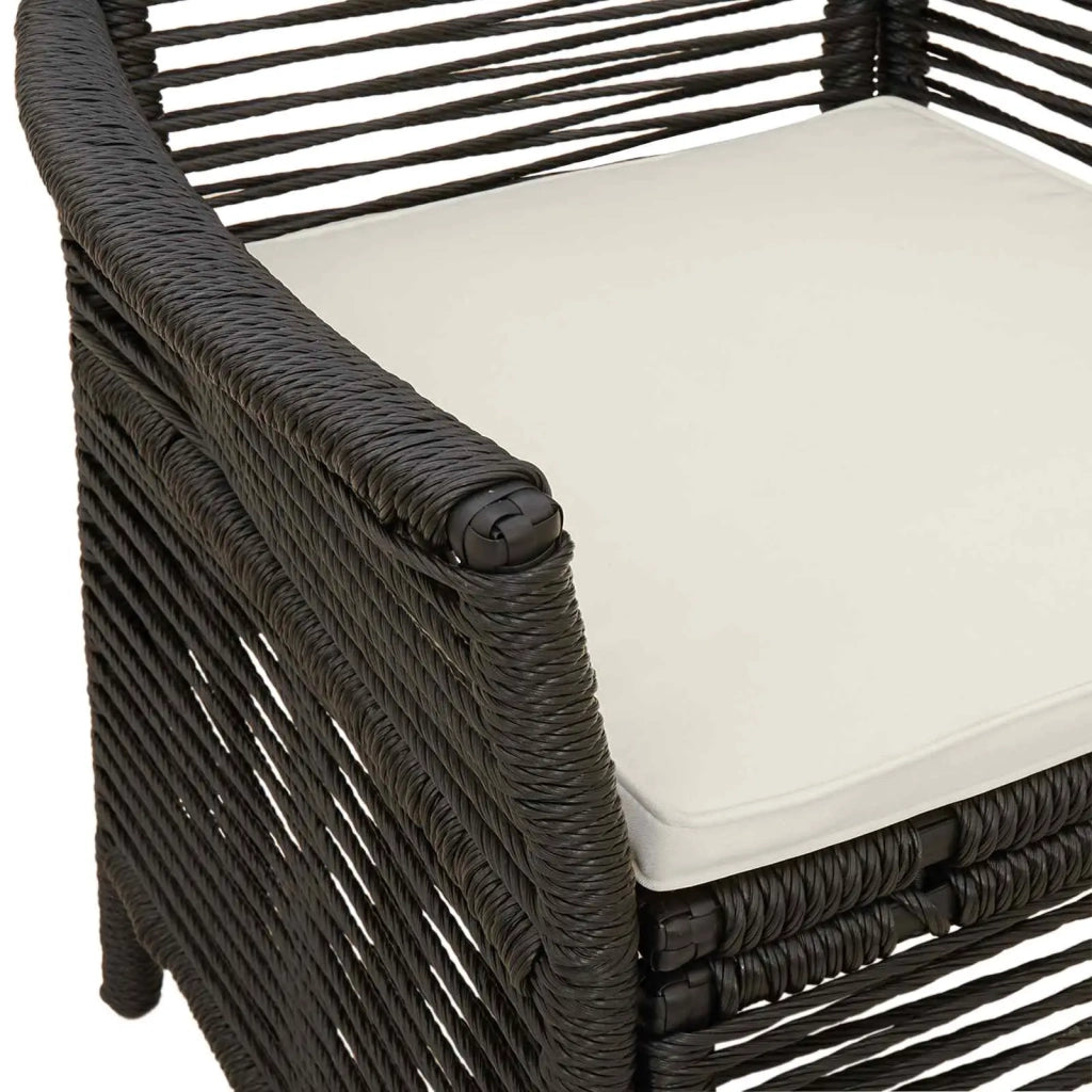 Sedia da giardino con cuscino 2 pz | Sedie da Esterno Nero e Crema polyrattan