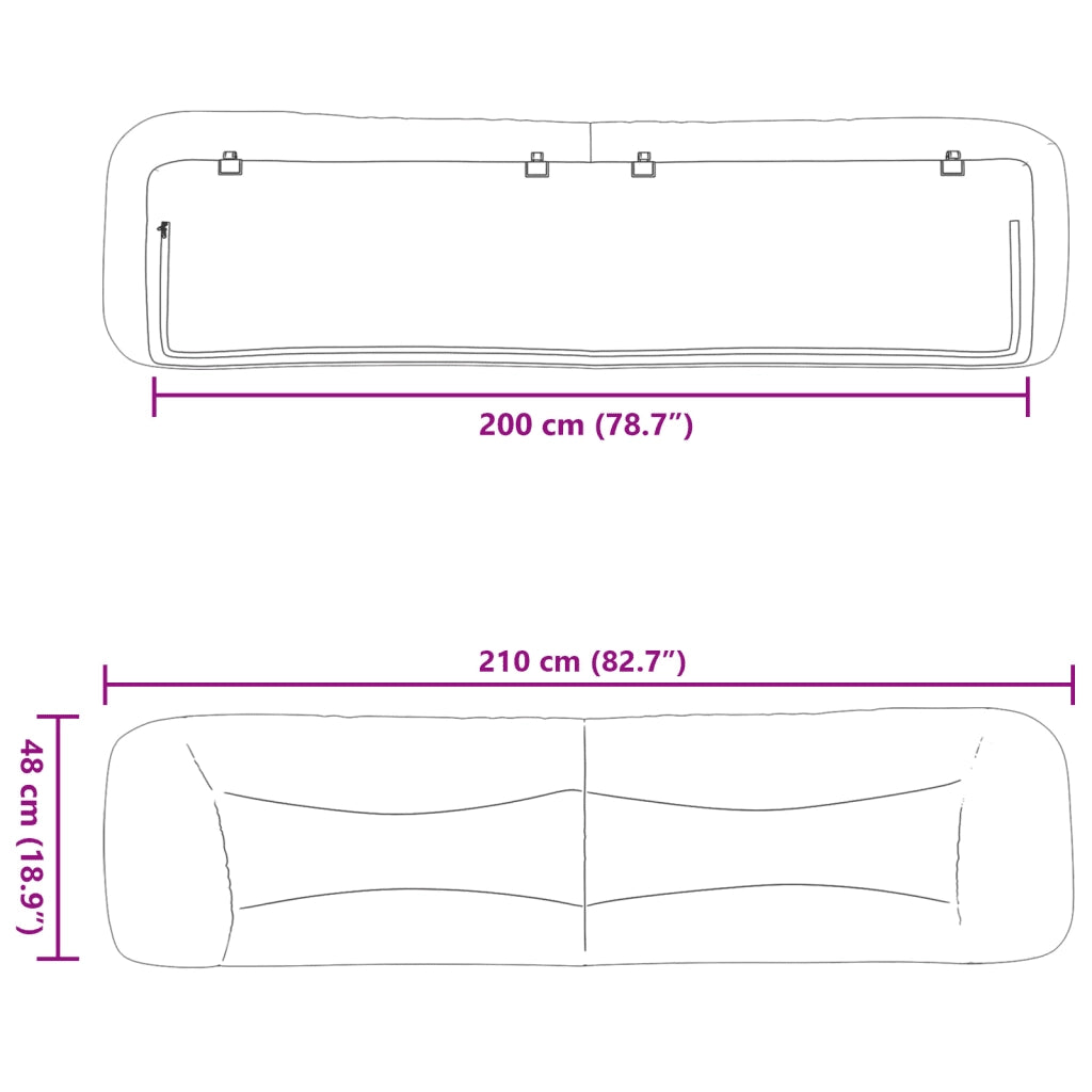 Cuscino Testiera Hvar Blu 200 cm in Tessuto 374622
