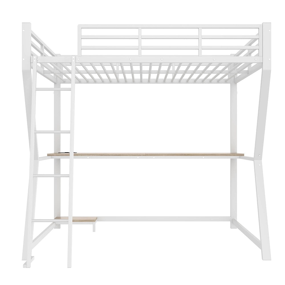 Letto a soppalco - Xylo - 140x200 cm bianco LED con USB