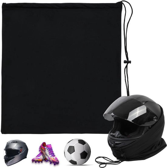 Casco con cinturino di sicurezza - Nero - Poliestere - Leggero - Grande capacità - 44 x 48 cm - Copri casco