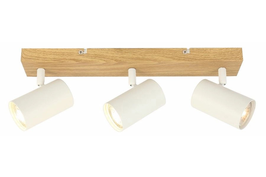 Plafoniera Reality Quentin 3 faretti GU10 bianco/legno