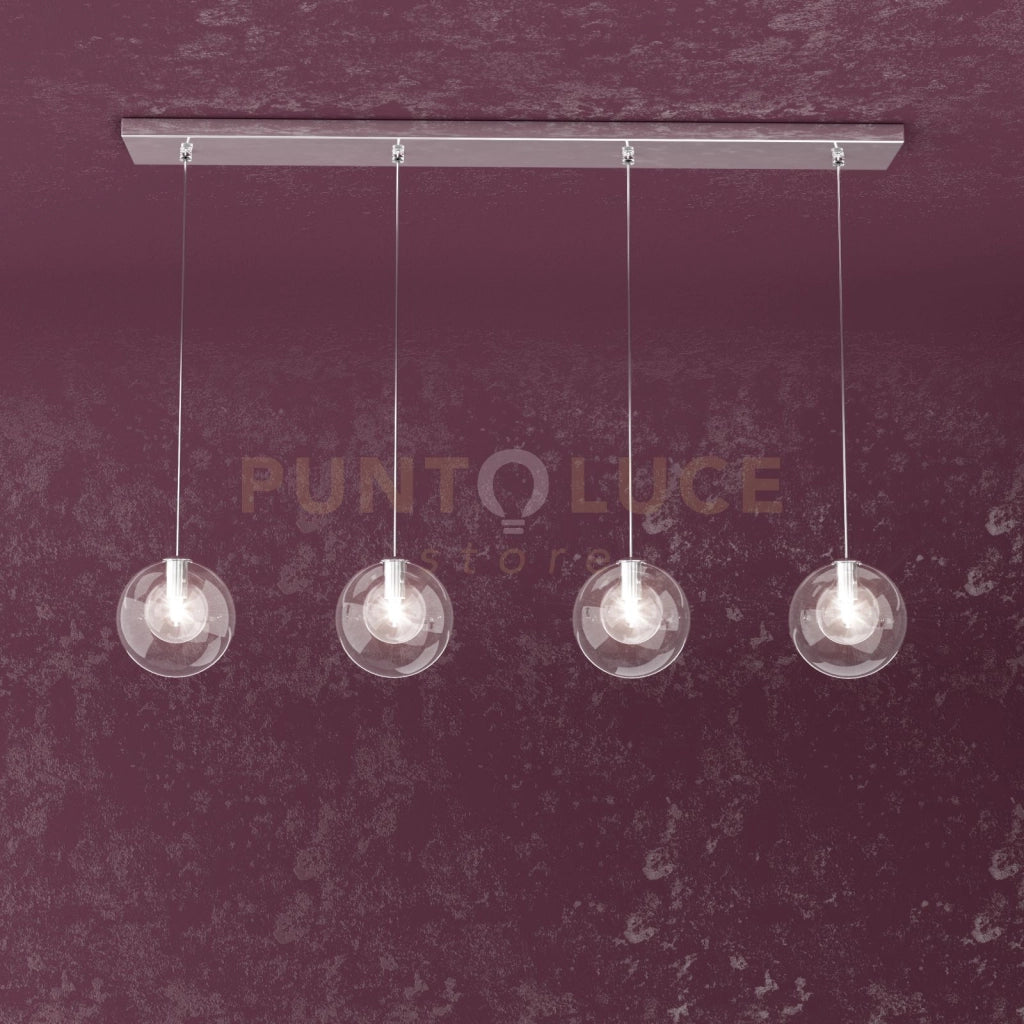 WILLOW SOSPENSIONE RETTANGOLARE 4 LUCI VETRO TRASPARENTE 1098-S4 R-TR