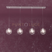 WILLOW SOSPENSIONE RETTANGOLARE 4 LUCI VETRO TRASPARENTE 1098-S4 R-TR