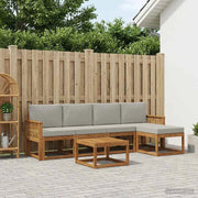 Set di divani da esterno 6 pz Naturale e Grigio Chiaro 3385157