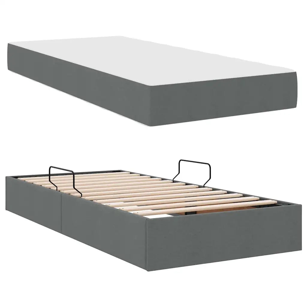 Letto con contenitore e materasso Grigio scuro 90 x 190 cm 3399629